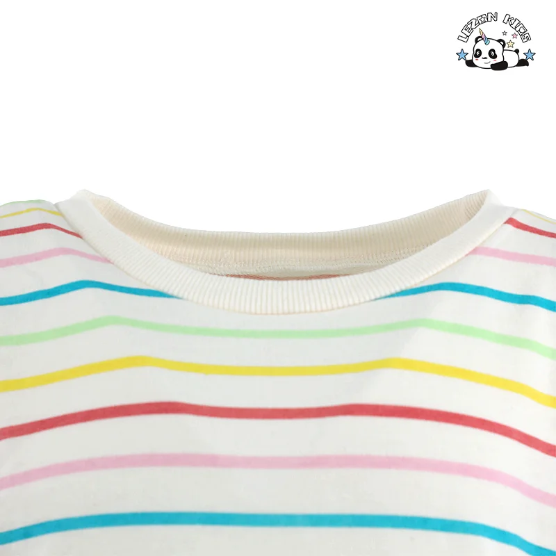 LEZONKIDS - Conjunto de Roupas para Meninos e Meninas com Camiseta Infantil Listrada de Arco-Íris, Manga Curta e Shorts, Casual e Respirável